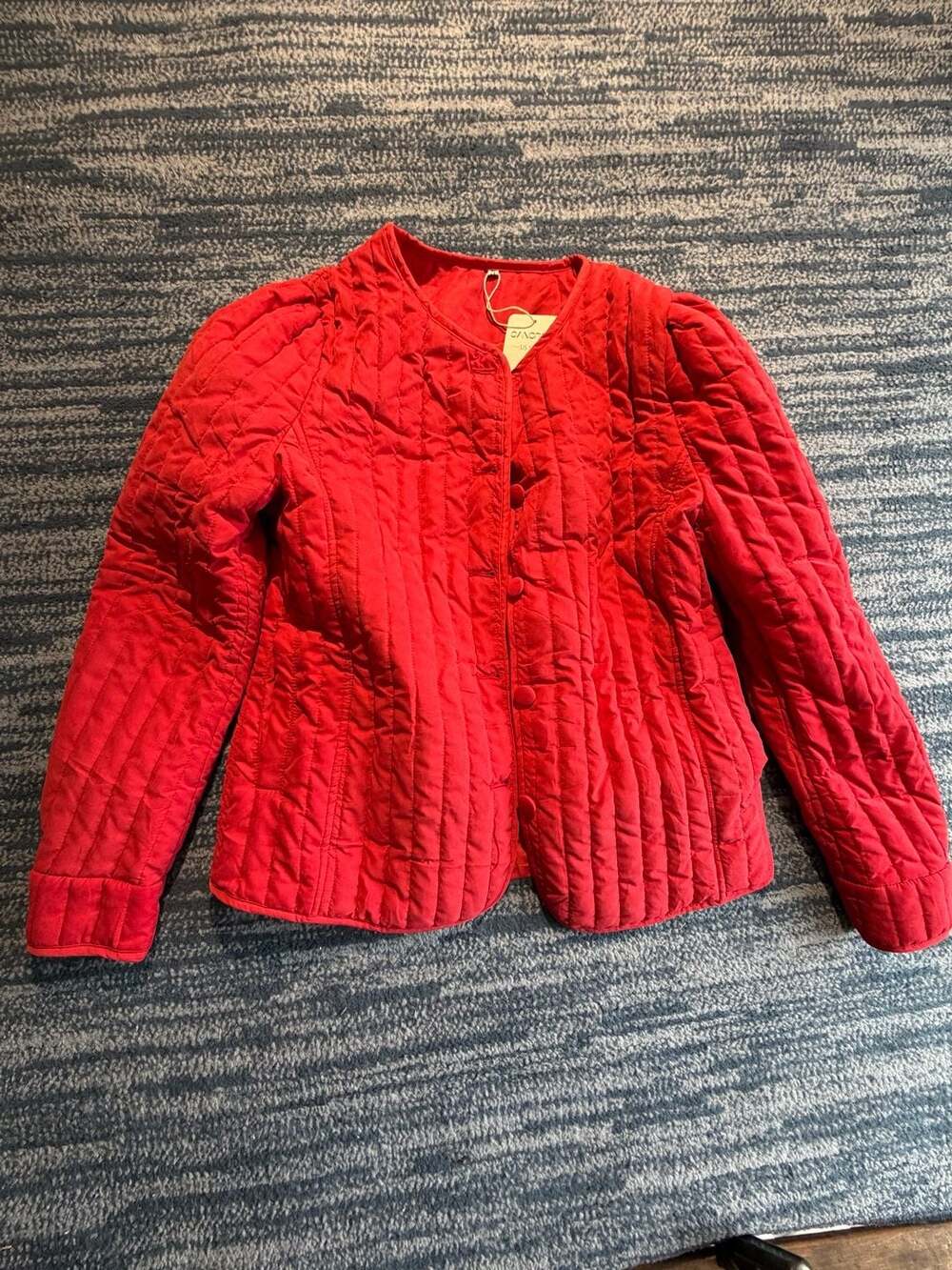 Sangrod Quilted Jacket Size S Red Button Front